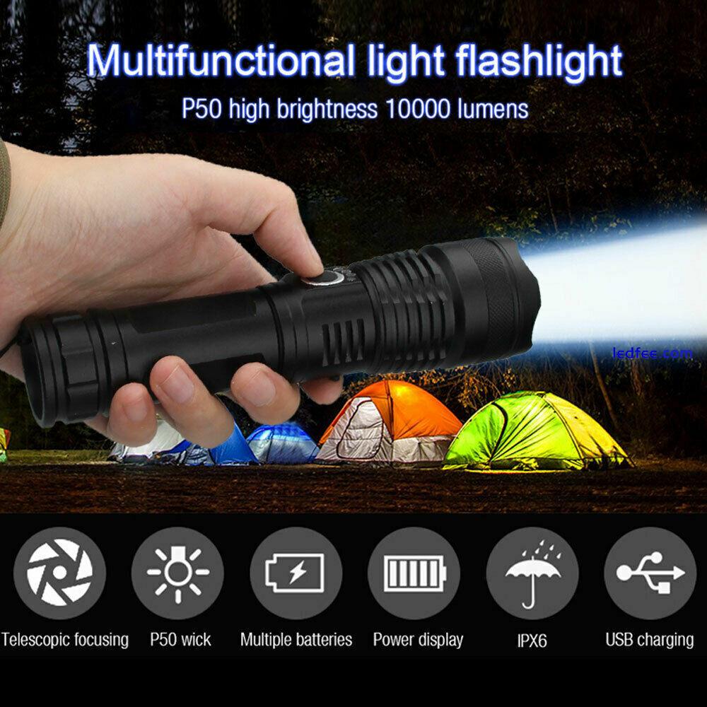 P160 Most Powerful 990000LM LED Flashlight P90 Zoom USB Rechargeable Torch 4 