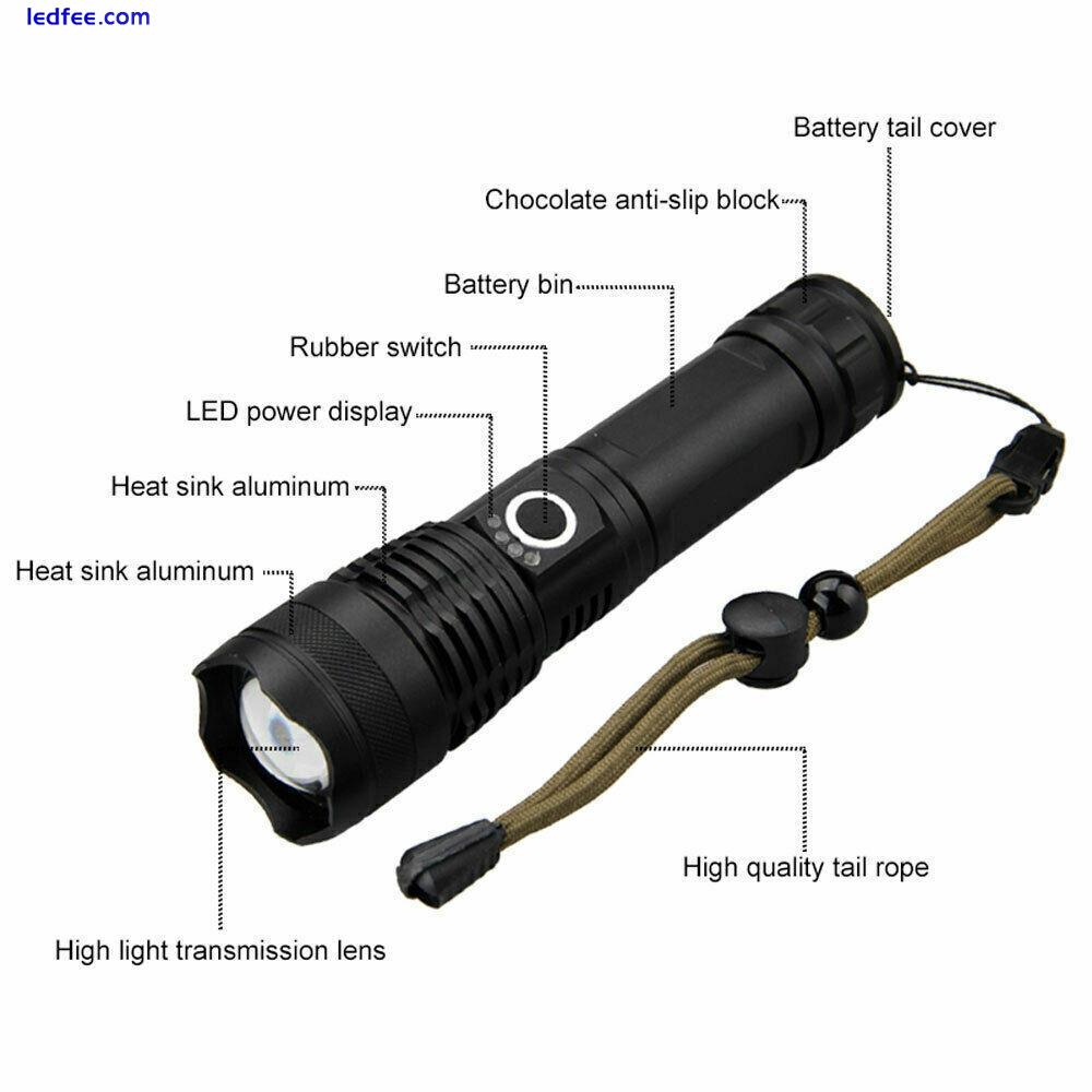 P160 Most Powerful 990000LM LED Flashlight P90 Zoom USB Rechargeable Torch 3 