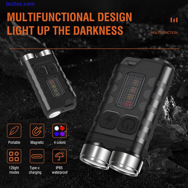 BORUiT V3 Mini Pocket LED Flashlight Magnetic Rechargeable Torch Work Light Lamp 0 