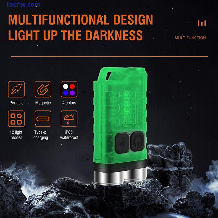 BORUIT V3 Mini Pocket LED Flashlight Magnetic Rechargeable Torch Work Light Lamp 2 