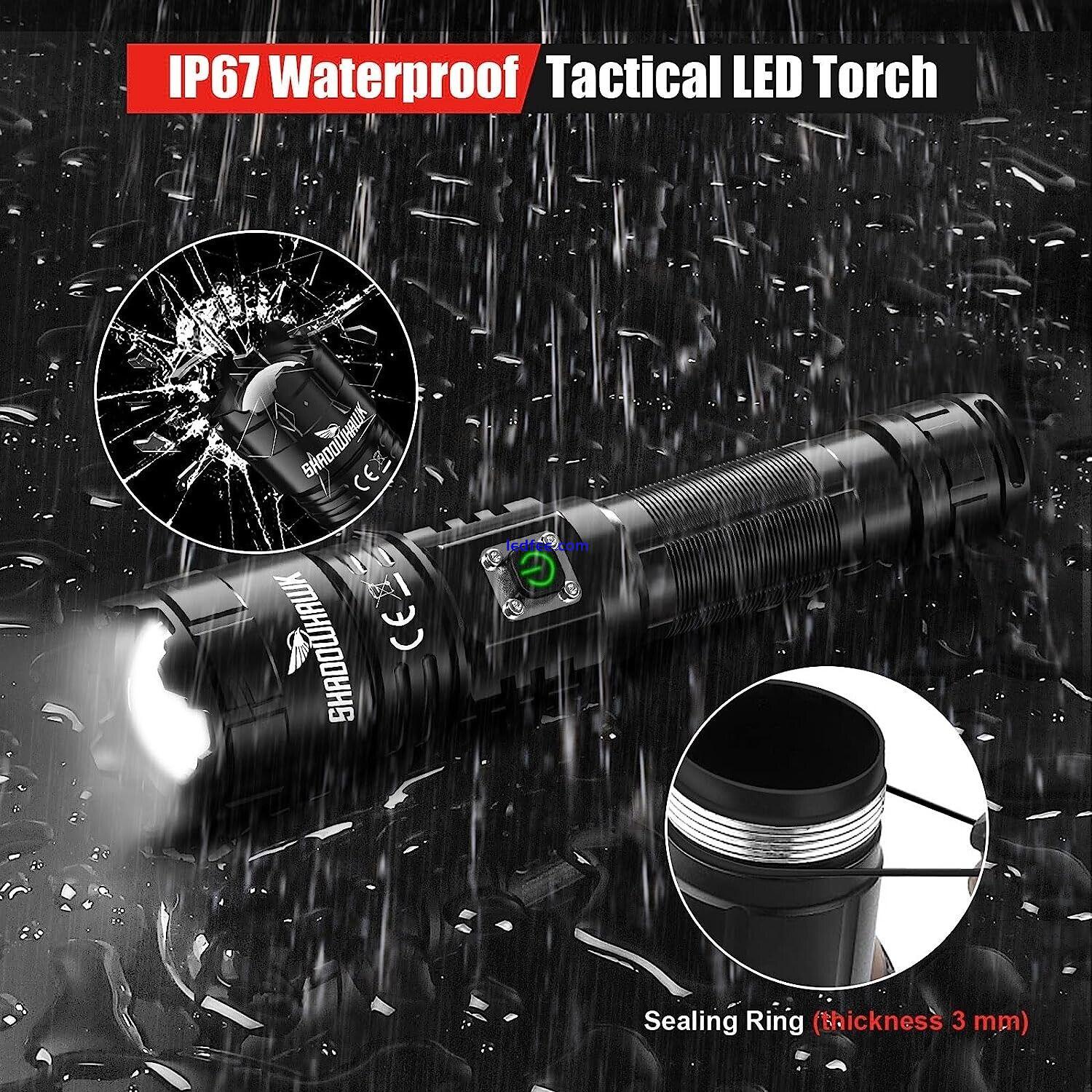 Shadowhawk Torches LED Super Bright, 20000 Lumens Rechargeable LED Torch, USB Ta 2 
