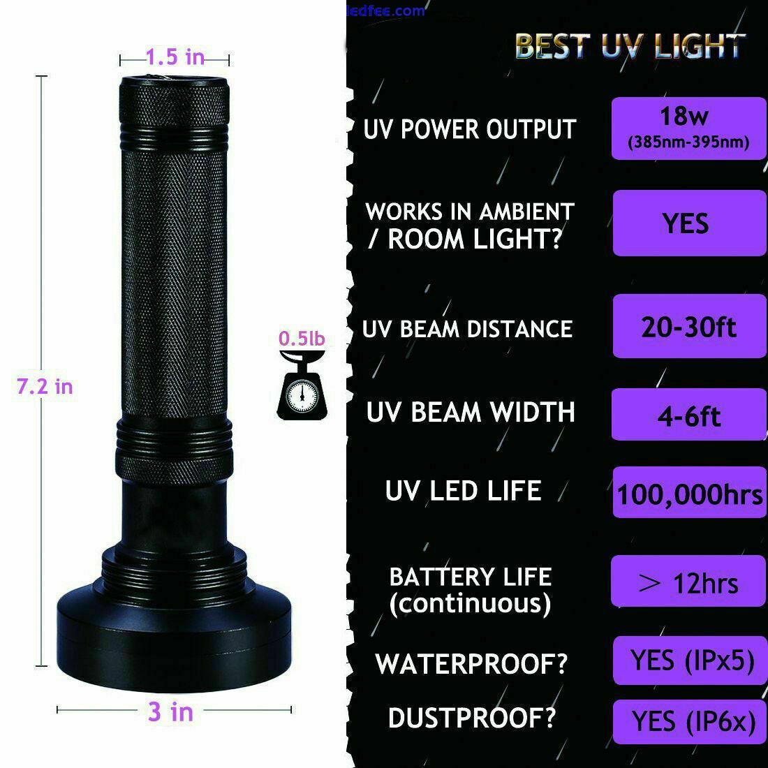 UV Ultra Violet 100-LED Flashlight Blacklight Detection Outdoor Torch Lamp Light 1 