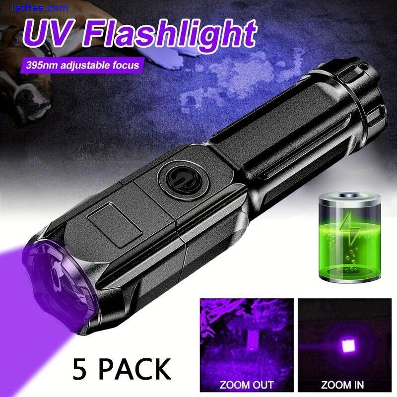 UV Ultraviolet Rechargeable Flashlight Torch Portable Zoomable USB Pocket 0 