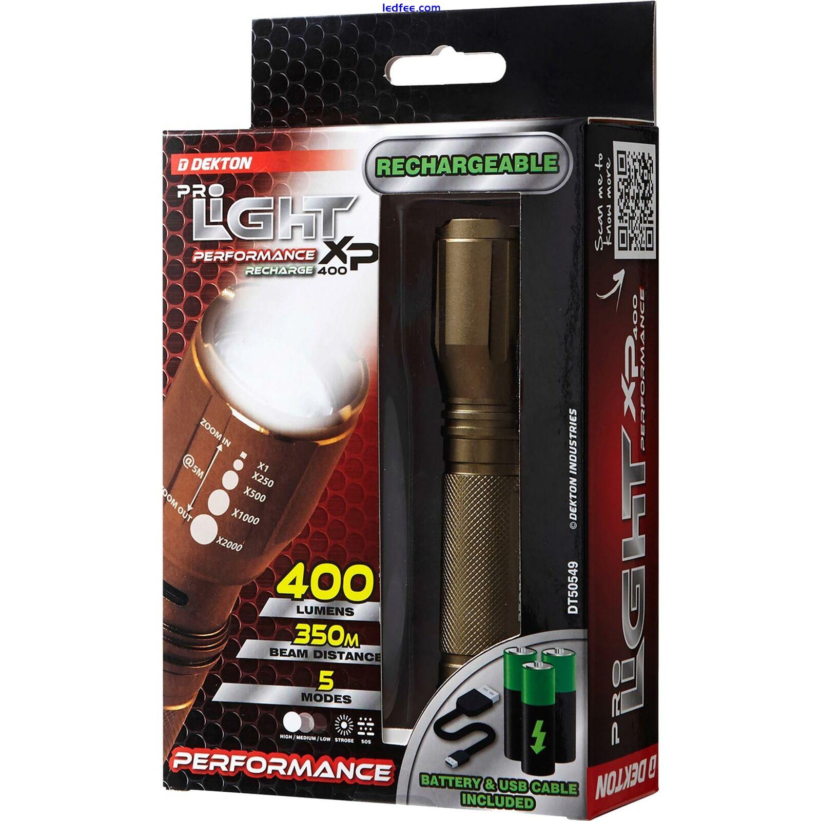Dekton Performance COB LED Torch 400 Lumens 350M Flashlight USB Rechargeable 0 