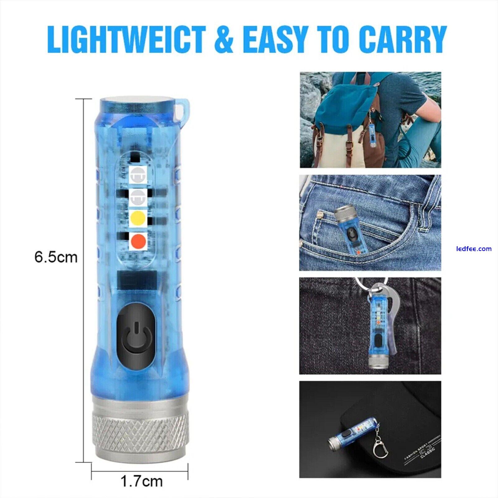 Key Ring LED Torch Flashlight Portable Mini Keychain USB compact Flashlight 4 