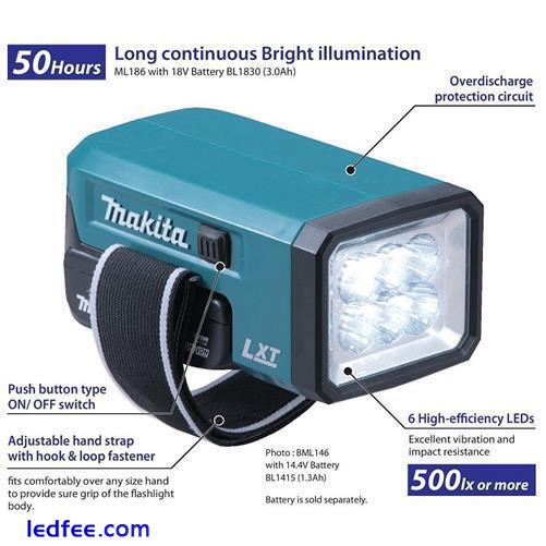 Makita DML186 18v Rechargeable Fluorescent LED Flashlight Torch - Bare Unit 0 