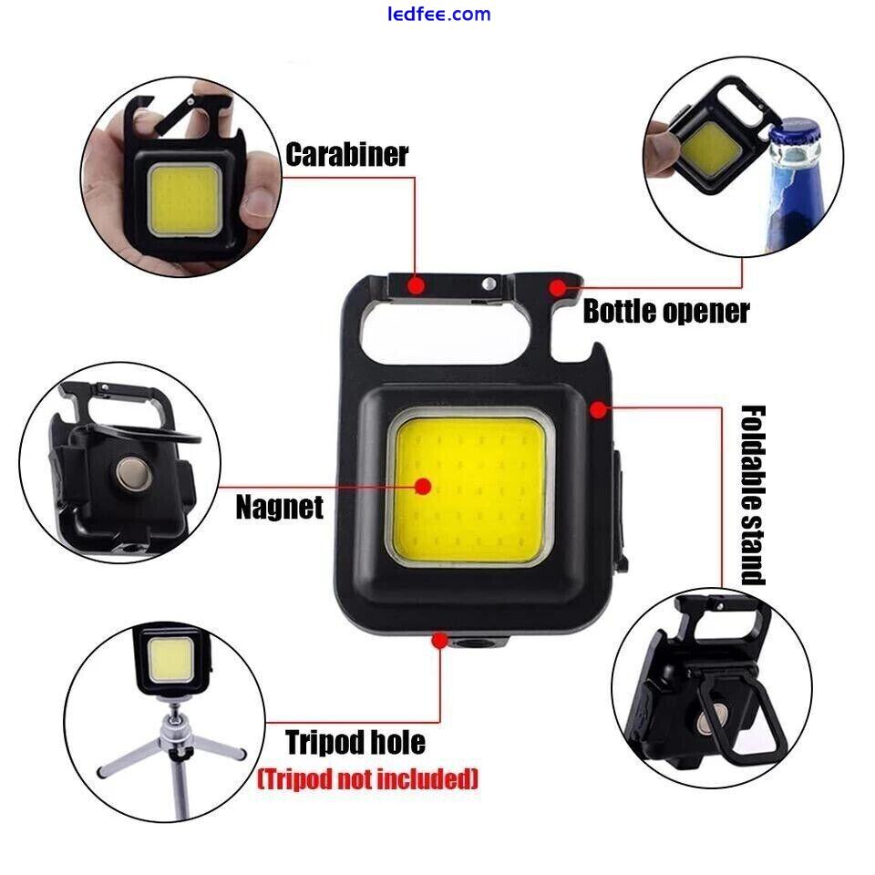 Mini Led Flashlight Portable Work Light Pocket USB Rechargeable Keychains Lamp 2 