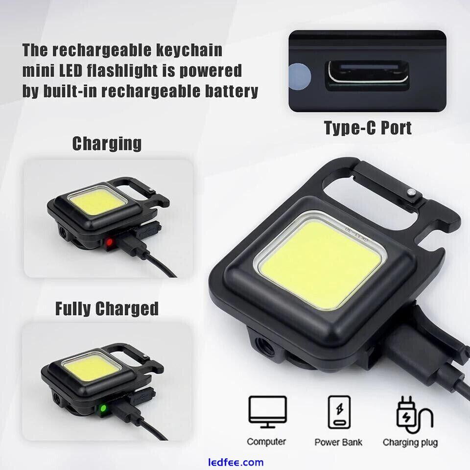 Mini Led Flashlight Portable Work Light Pocket USB Rechargeable Keychains Lamp 1 