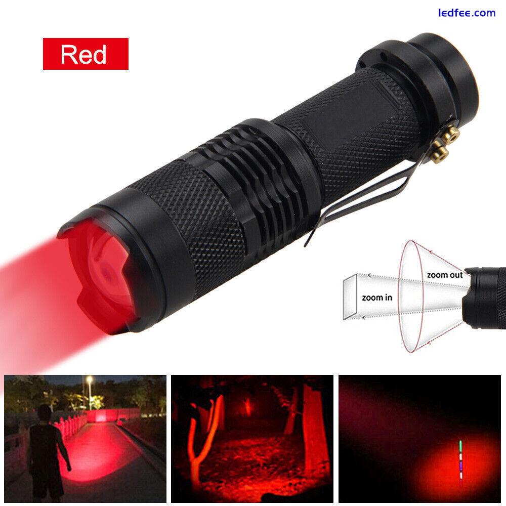 LED Flashlight Red Light 3 Mode Astronomical Night Vision Torch Camping Lamp UK 3 