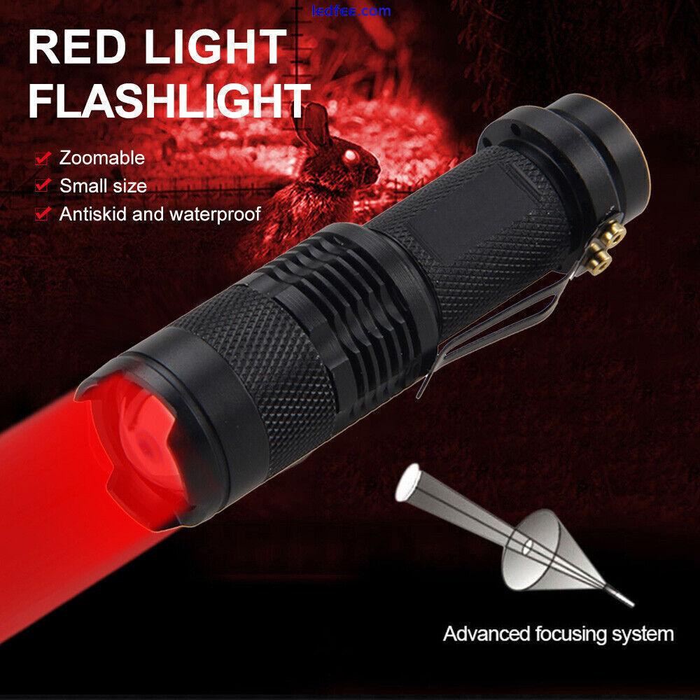 LED Flashlight Red Light 3 Mode Astronomical Night Vision Torch Camping Lamp UK 4 