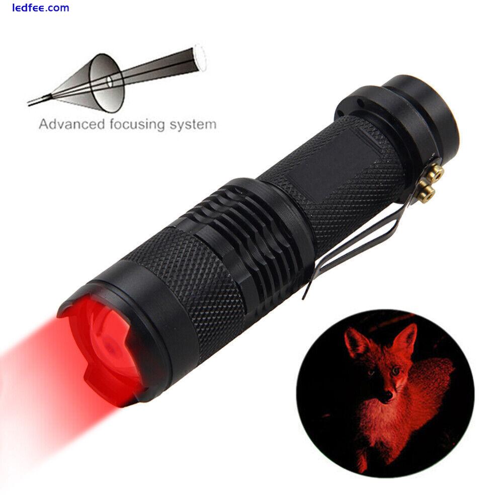 LED Flashlight Red Light 3 Mode Astronomical Night Vision Torch Camping Lamp UK 2 