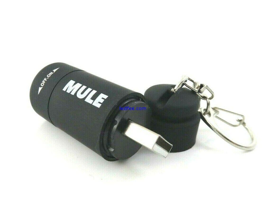 2 Pack MULE Black USB Rechargeable water resistant inspection torch key-ring EDC 0 