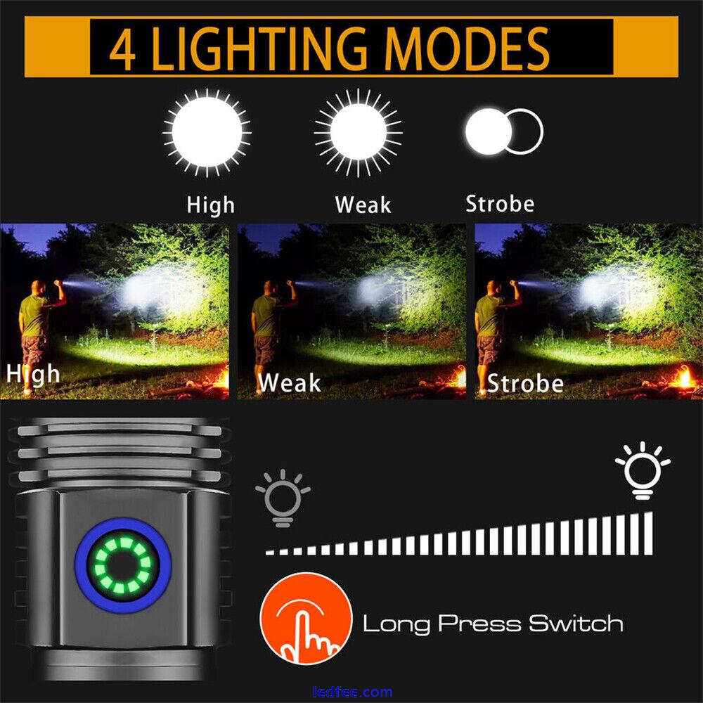 Super Bright LED Flashlight Tactical 2000000LM Rechargeable Work Torch Camping 1 