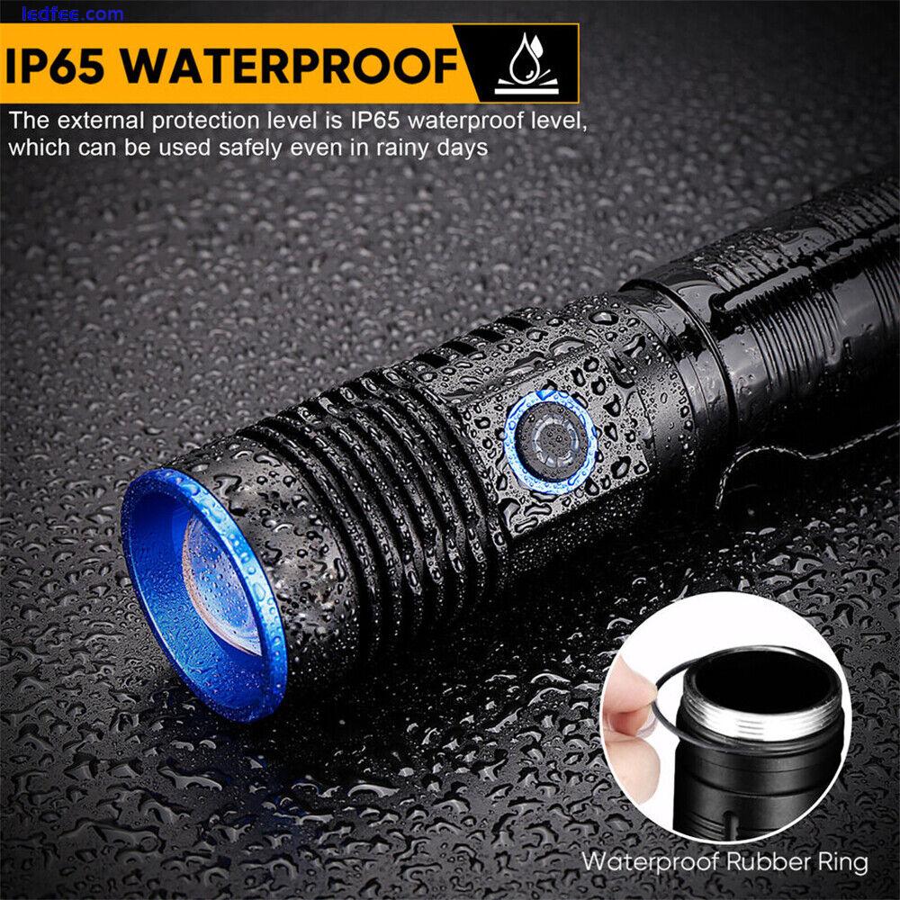2000000LM LED Flashlight Tactical Light Super Bright Torch USB Rechargeable Lamp 3 