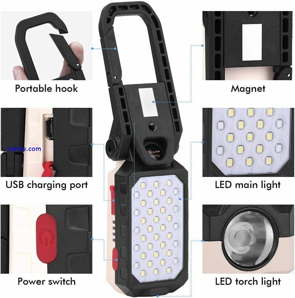 LED Work Light Rechargeable USB Magnetic Lamp Torch Foldable Camping Light 4 