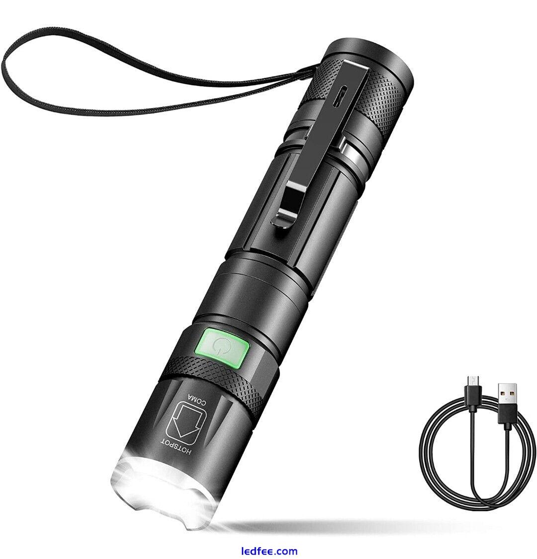LED Torch 2000 Lumens Rechargeable Super Bright 5 Modes focus Waterproof Pocket 5 