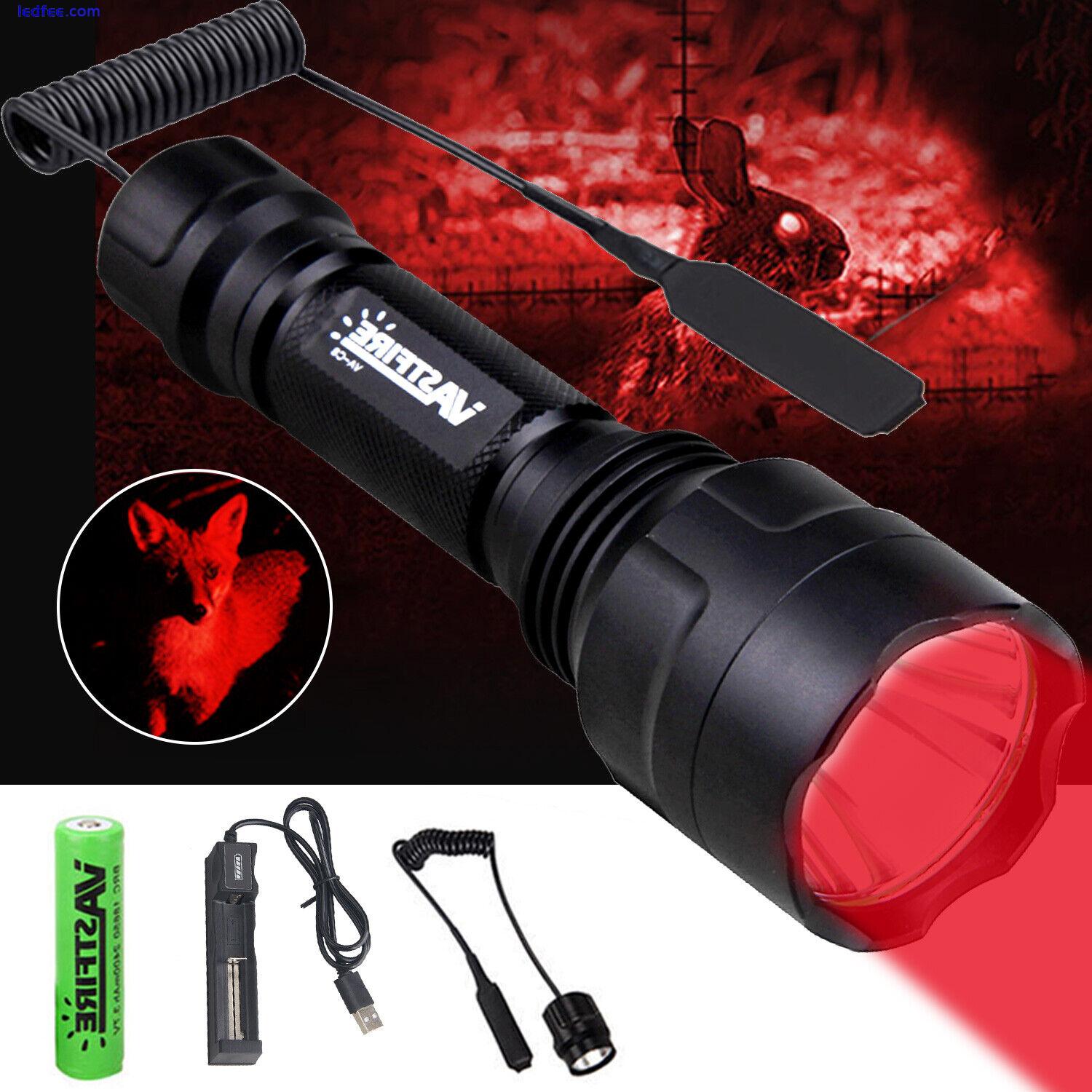 90000Lm Red LED Scope Mount Gun Flashlight Light Lamp Hunting Rifle Torch+Switch 1 