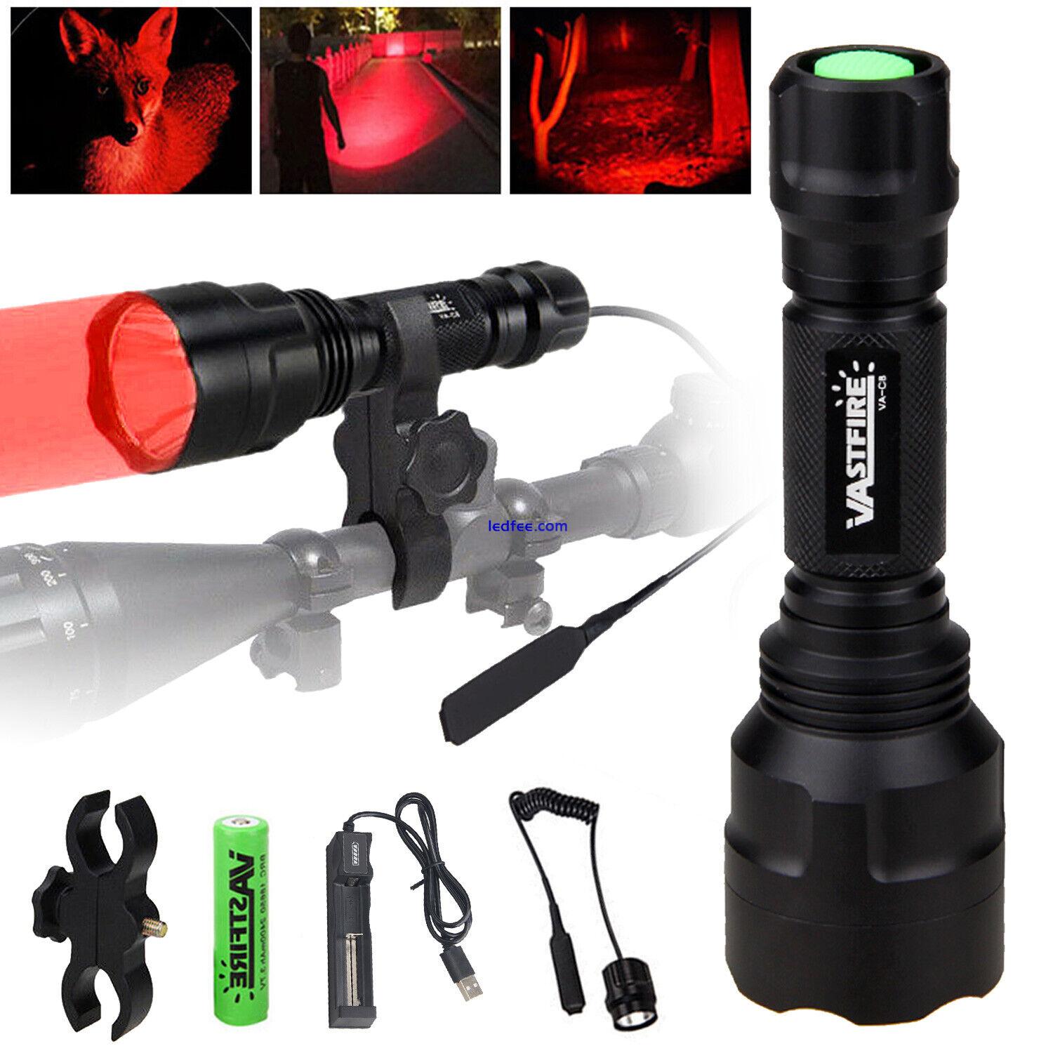 90000Lm Red LED Scope Mount Gun Flashlight Light Lamp Hunting Rifle Torch+Switch 0 