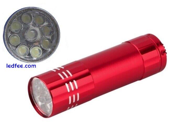 9 LED Ultra Bright White Light Aluminium Cased Mini Torch Flashlight 5 