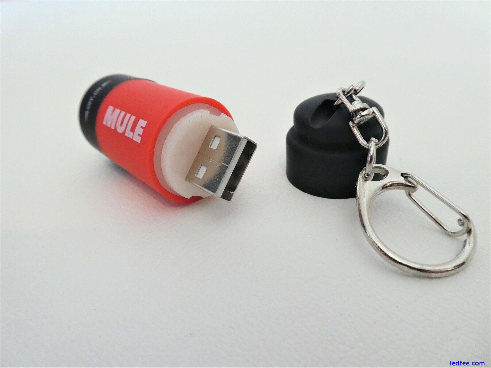 MULE RED USB Rechargeable water resistant inspection torch key-ring EDC 4 