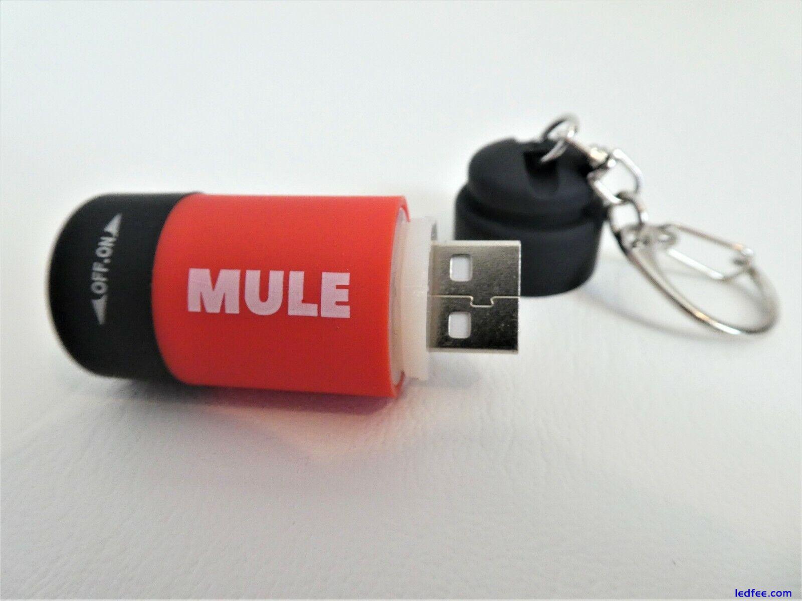 MULE RED USB Rechargeable water resistant inspection torch key-ring EDC 1 