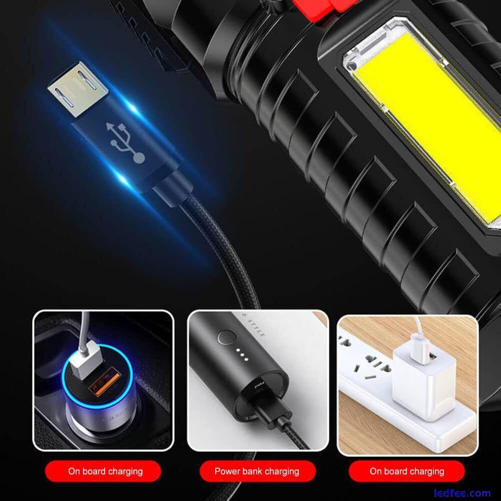 Torches LED Super Bright, Five-Nuclear Explosion Flashlight Strong Light USB 3 