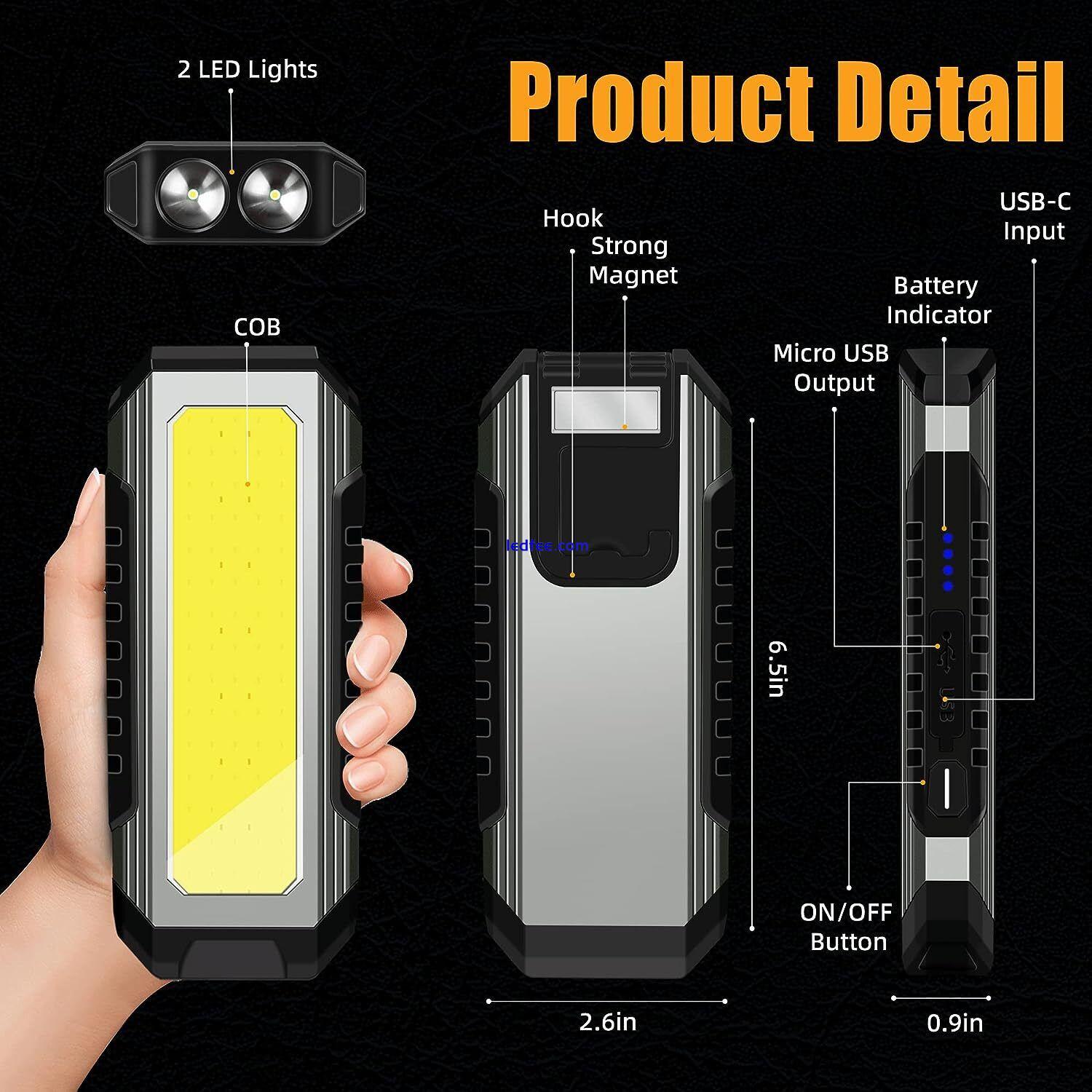 LED COB Work Light Rechargeable Magnetic Torch Flexible Cordless Inspection Lamp 4 