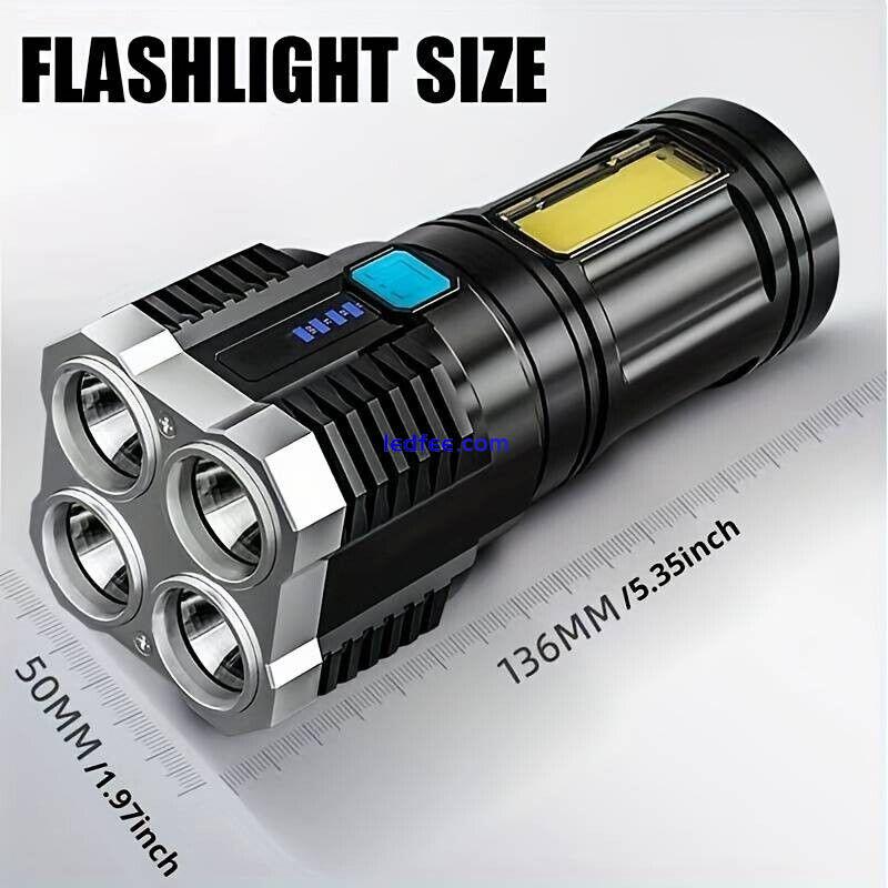 Outdoor Waterproof Strong Light Flashlight, 4 Four Lights, rechargeable UK STOCK 1 