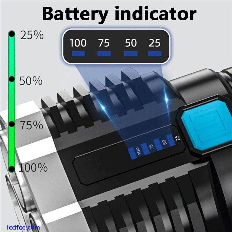 Rechargeable High lumen Very powerful 5 LED Flashlight USB Torch Camping Tactica 2 