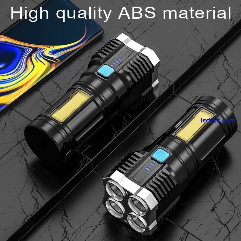 Rechargeable High lumen Very powerful 5 LED Flashlight USB Torch Camping Tactica 0 