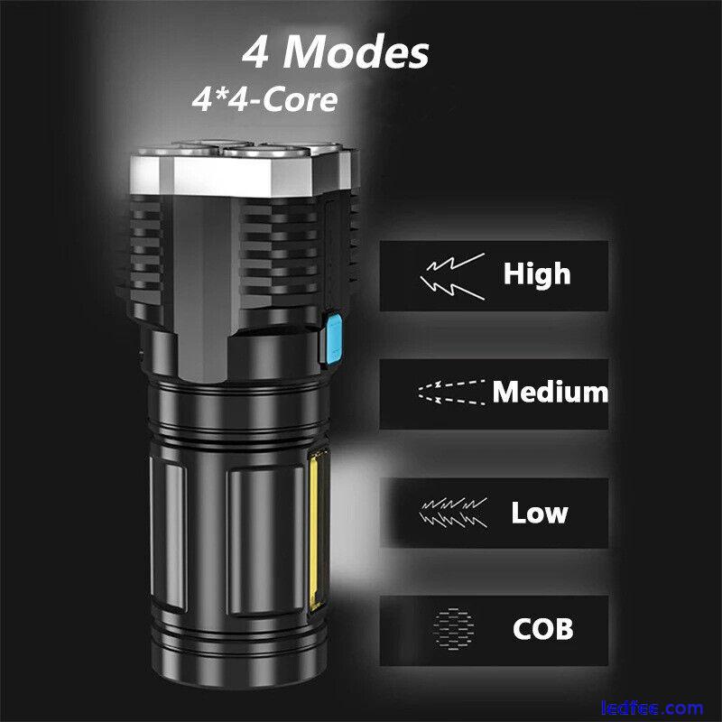Rechargeable High lumen Very powerful 5 LED Flashlight USB Torch Camping Tactica 3 