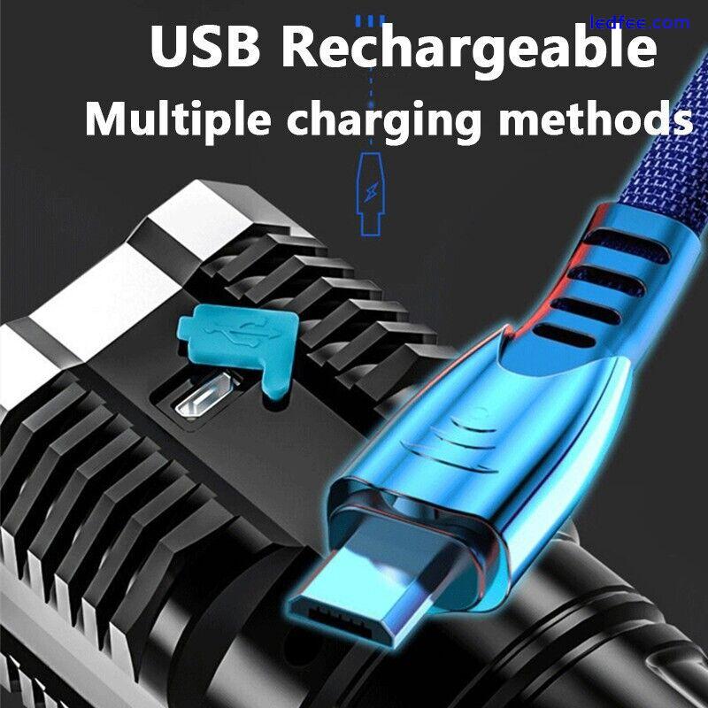 Rechargeable High lumen Very powerful 5 LED Flashlight USB Torch Camping Tactica 1 