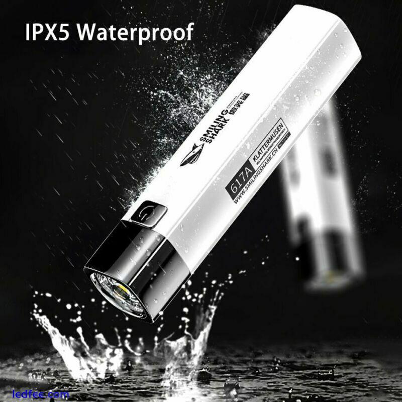 Waterproof LED Flashlight Torch USB Rechargeable Powbank  Camping Fishing 2 