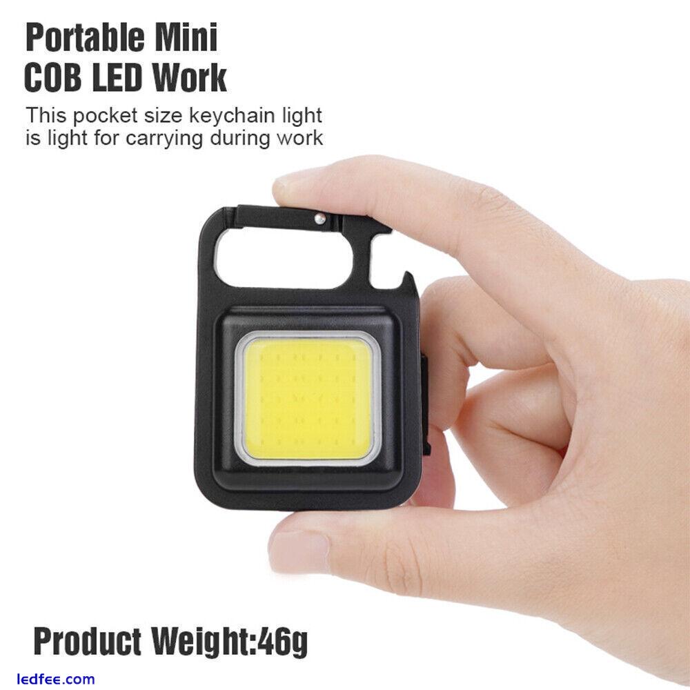 Rechargeable LED Keychain Lights Head Torch Hand Torch Work Light Cordless COB 2 