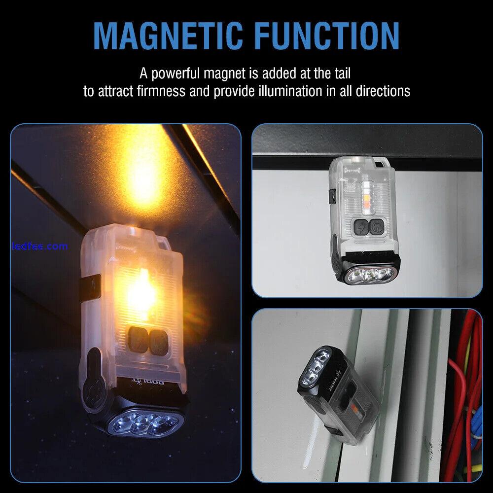 V15 EDC Keychain Flashlight Mini Torch Work Light Magnet Camping Pocket Lantern 5 