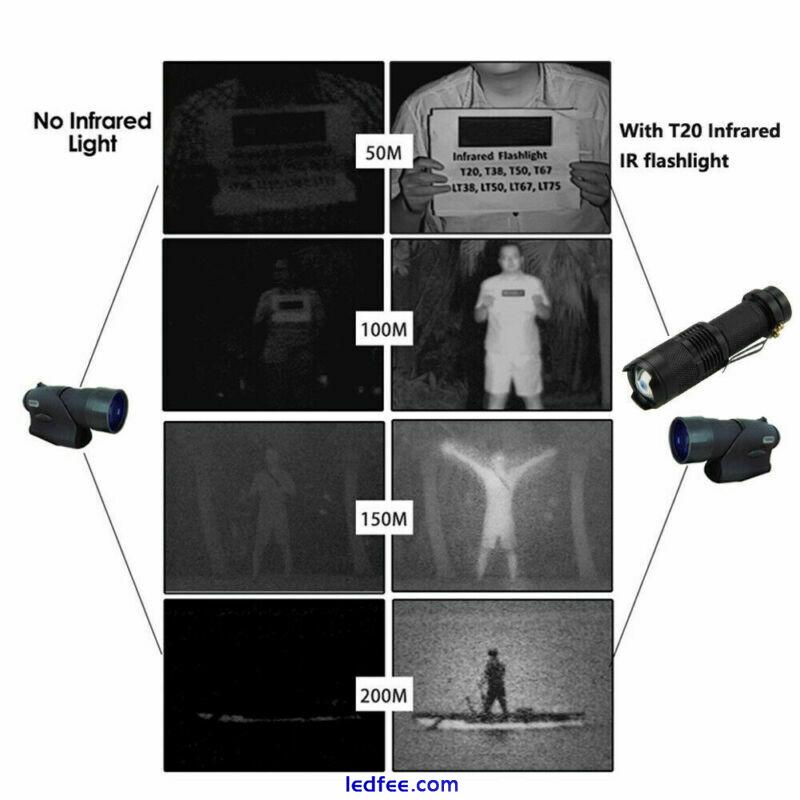 IR LED Flashlight Infrared illuminator Night Vision 850/940nm Zoom Hunting Torch 5 