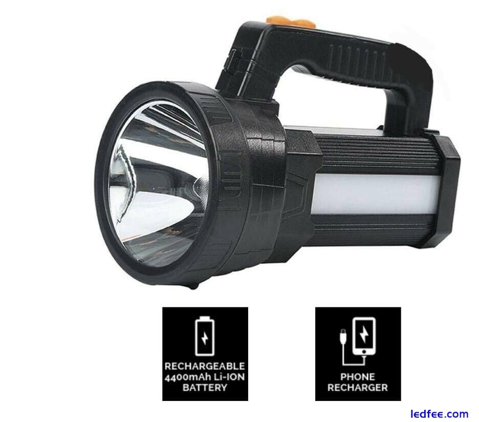 Rechargeable Torch LED Handheld Searchlight Flashlight 6000 lumens USB OUTPUT 1 