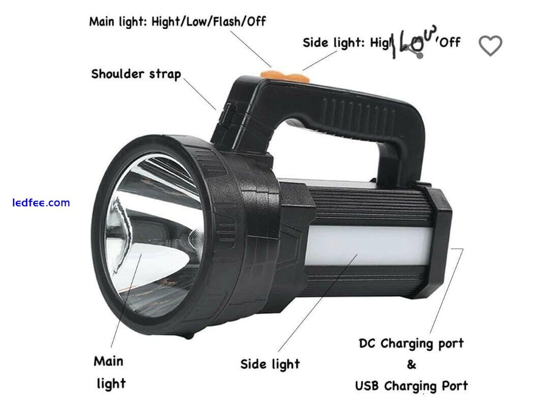 Rechargeable Torch LED Handheld Searchlight Flashlight 6000 lumens USB OUTPUT 0 