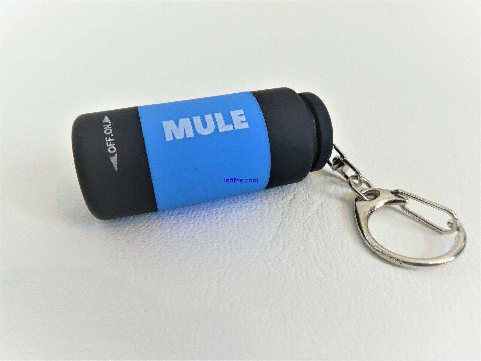 MULE Blue USB Rechargeable water resistant inspection torch key-ring EDC 2 