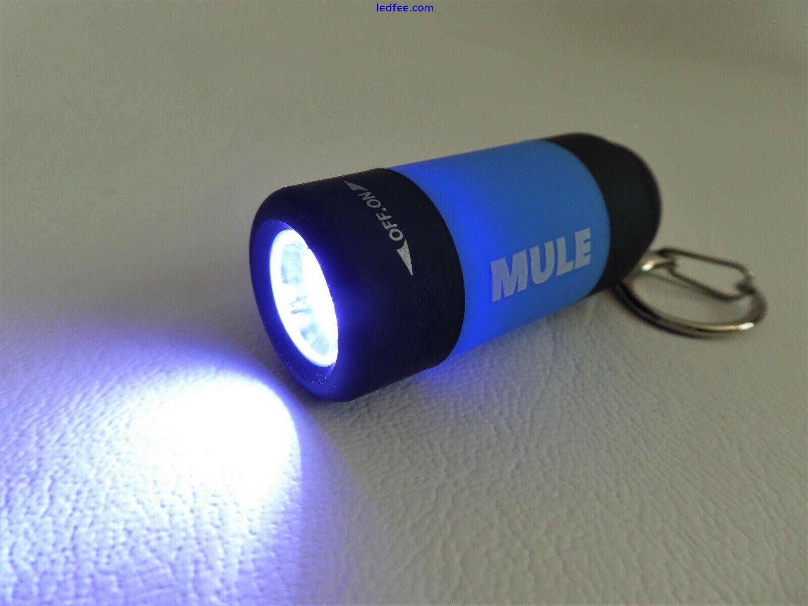 MULE Blue USB Rechargeable water resistant inspection torch key-ring EDC 1 
