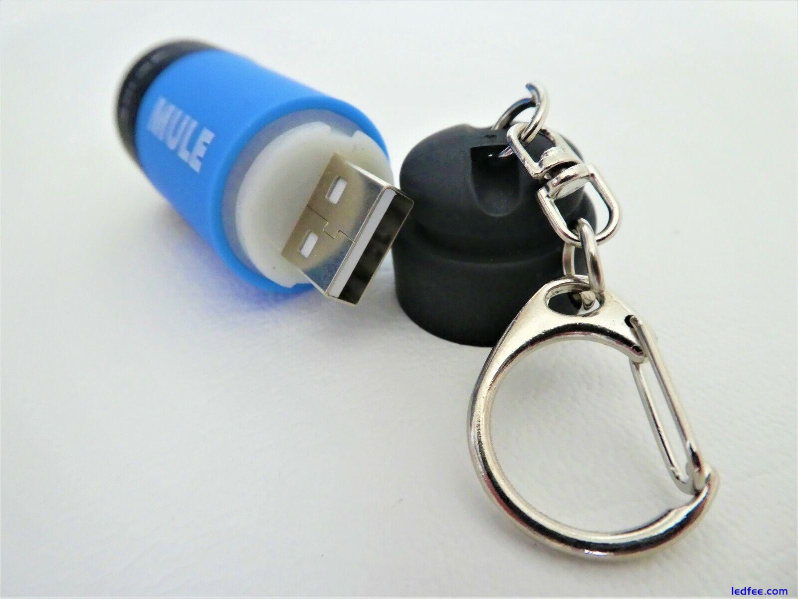 MULE Blue USB Rechargeable water resistant inspection torch key-ring EDC 0 