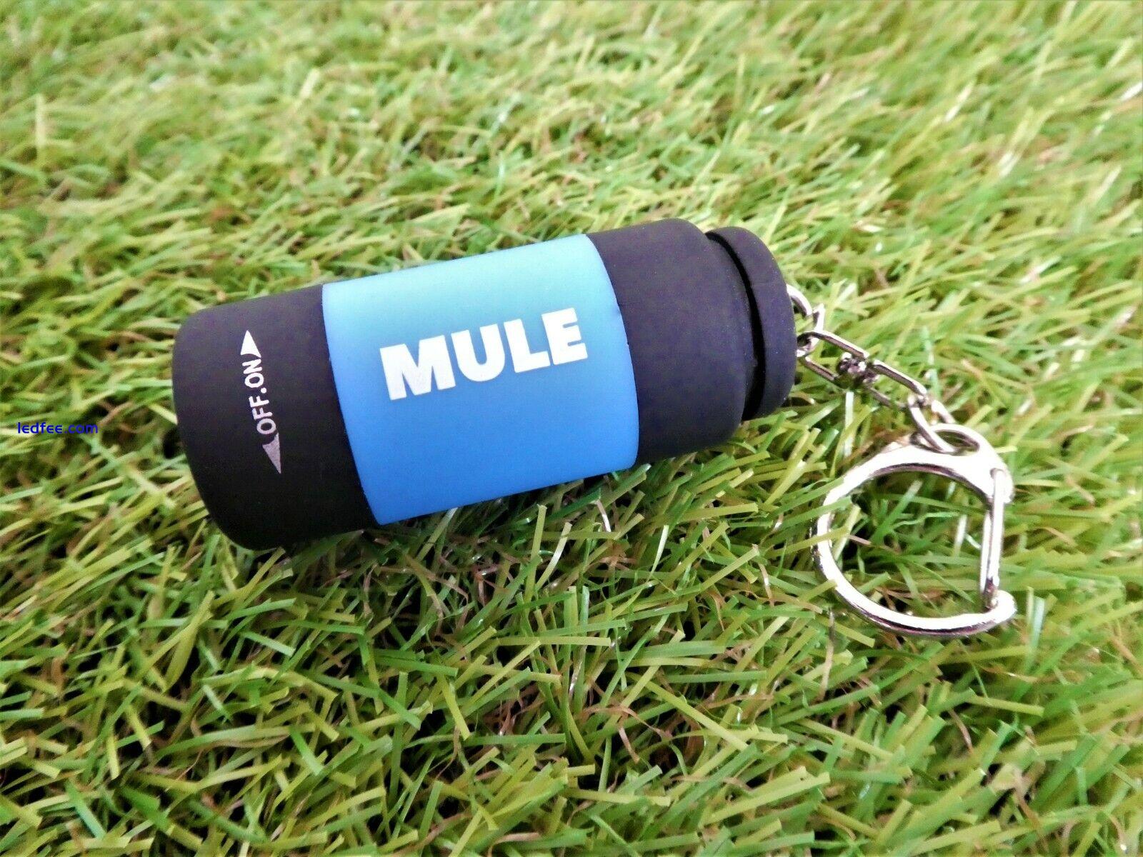 MULE Blue USB Rechargeable water resistant inspection torch key-ring EDC 5 
