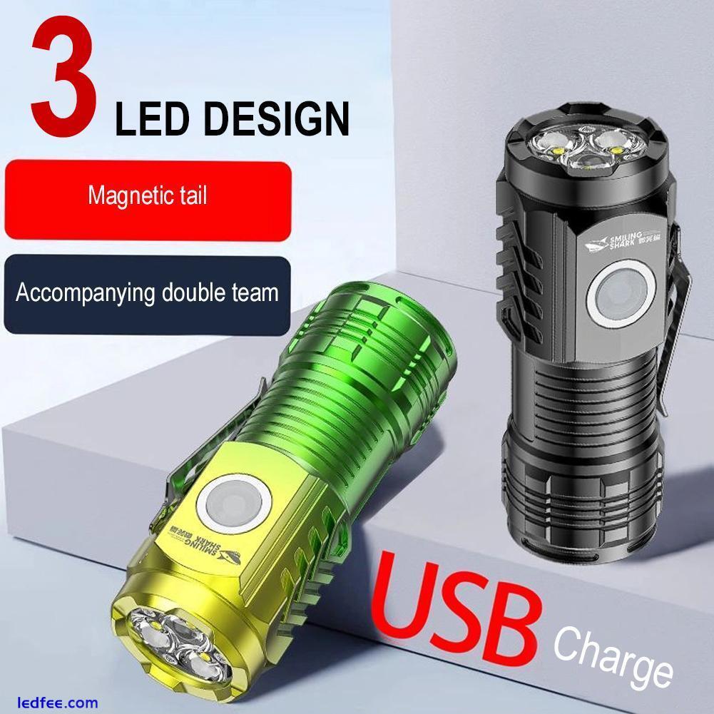 Mini Super Bright LED Flashlight Keychain Pocket Torch USB-Rechargeable ~ 0 