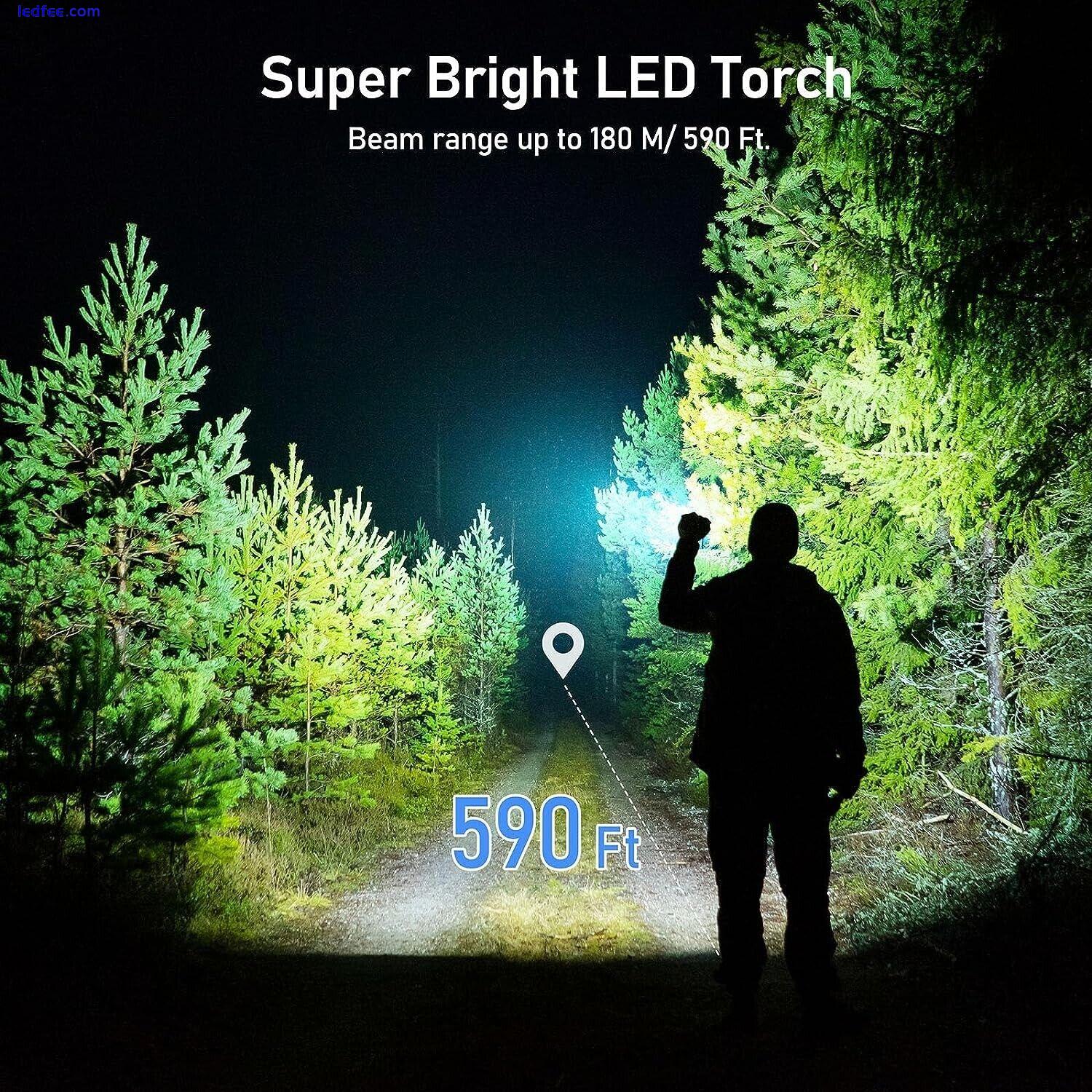 Blukar LED Torch Rechargeable Super Bright Adjustable Focus Flashlight 4 Modes 4 