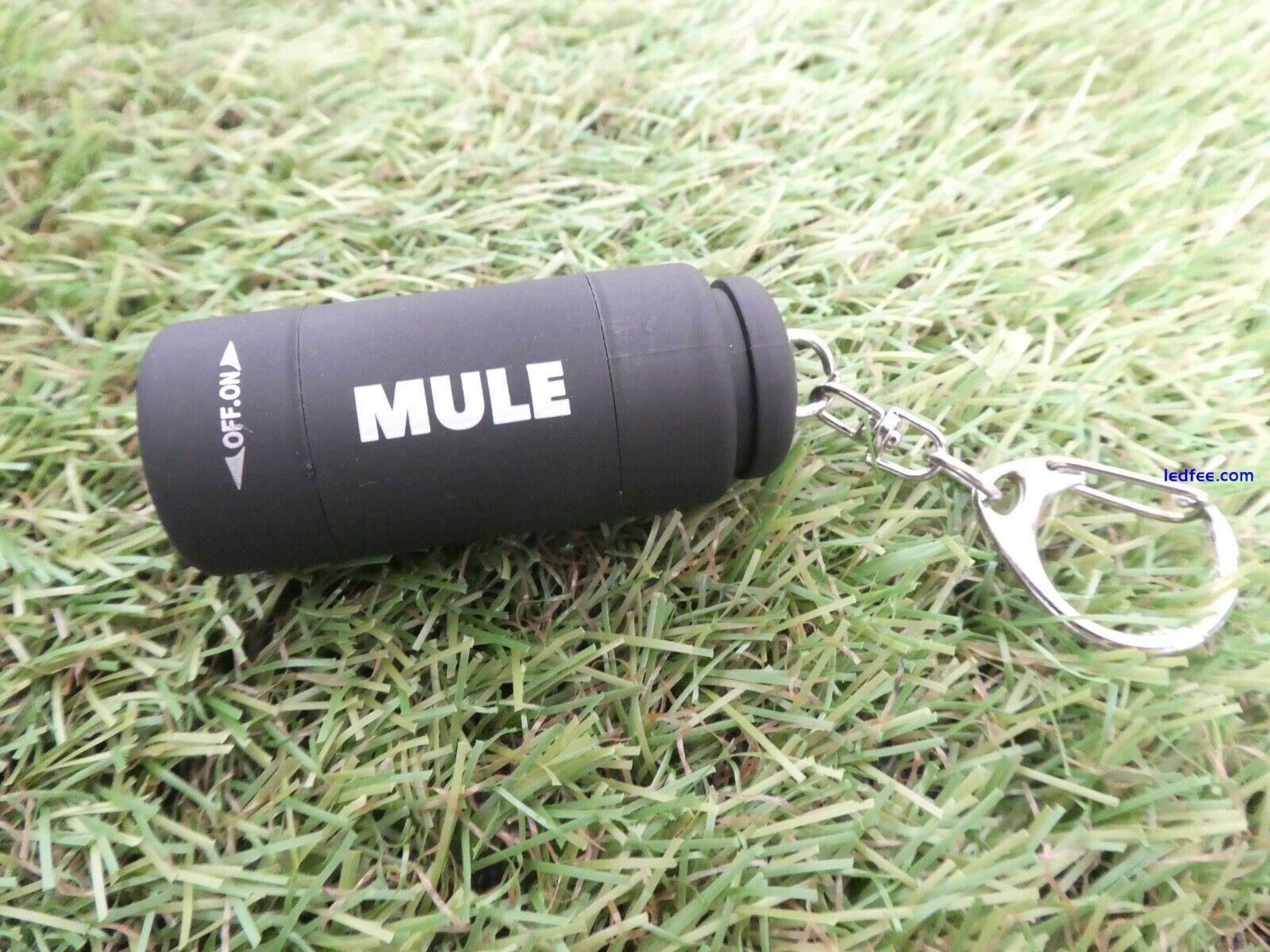 MULE USB Rechargeable water resistant torch key-ring 5 colours available 5 