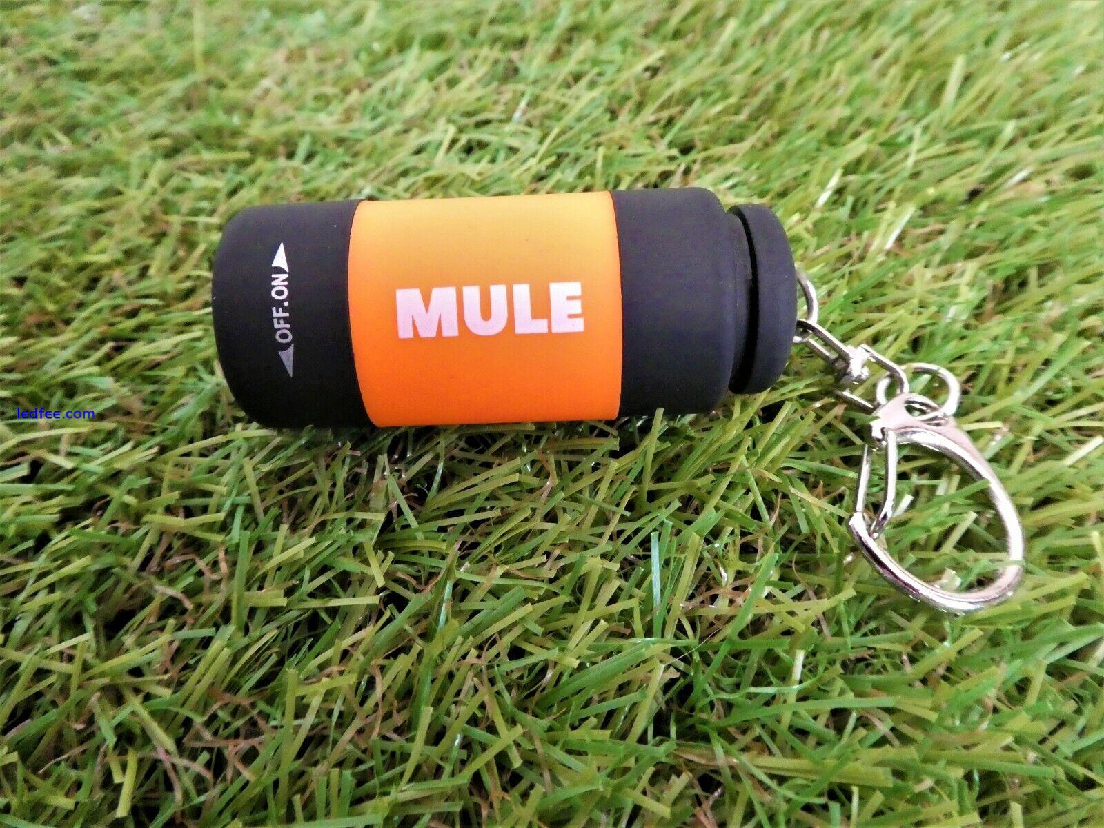 MULE USB Rechargeable water resistant torch key-ring 5 colours available 4 