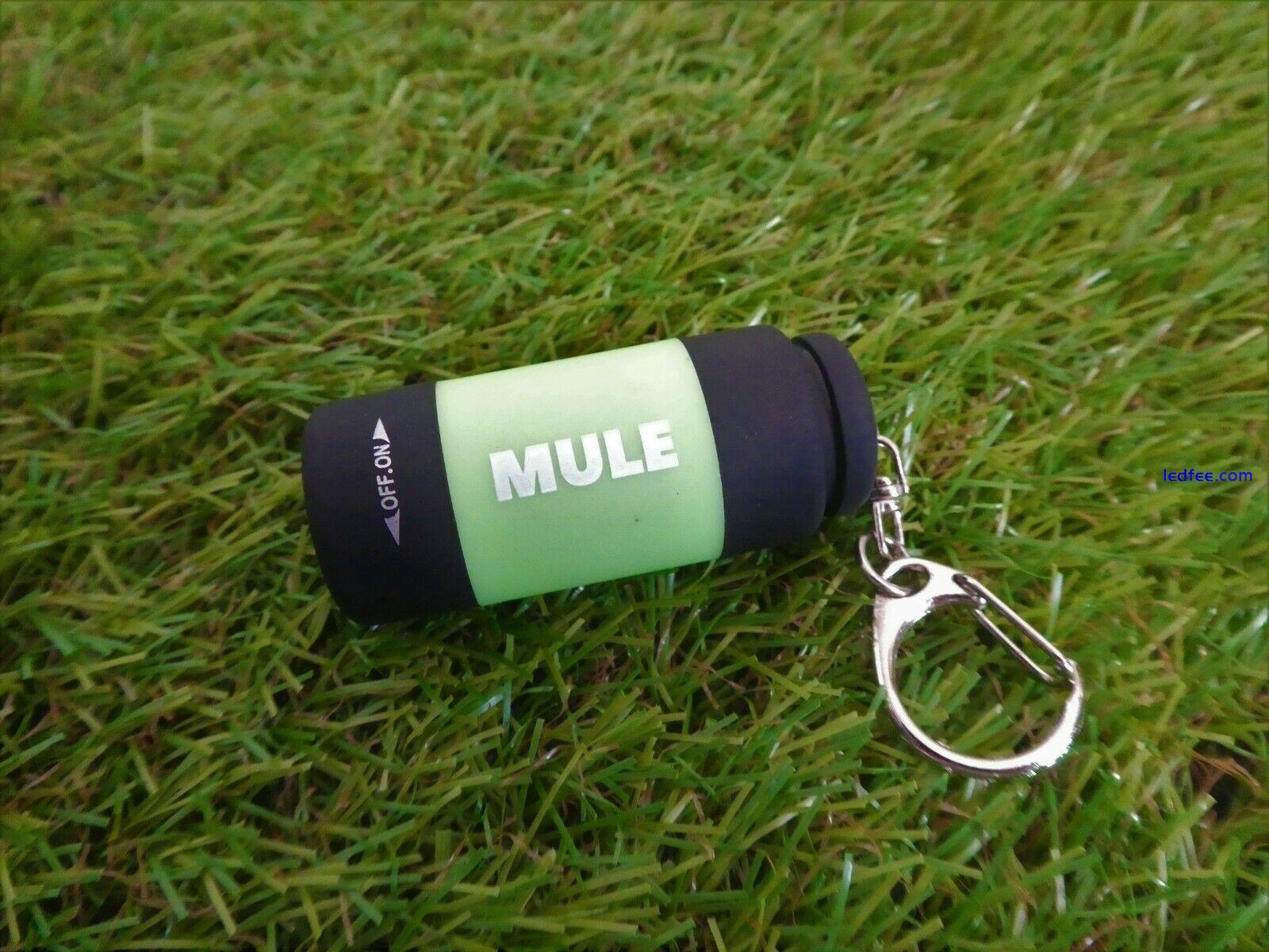 MULE USB Rechargeable water resistant torch key-ring 5 colours available 3 