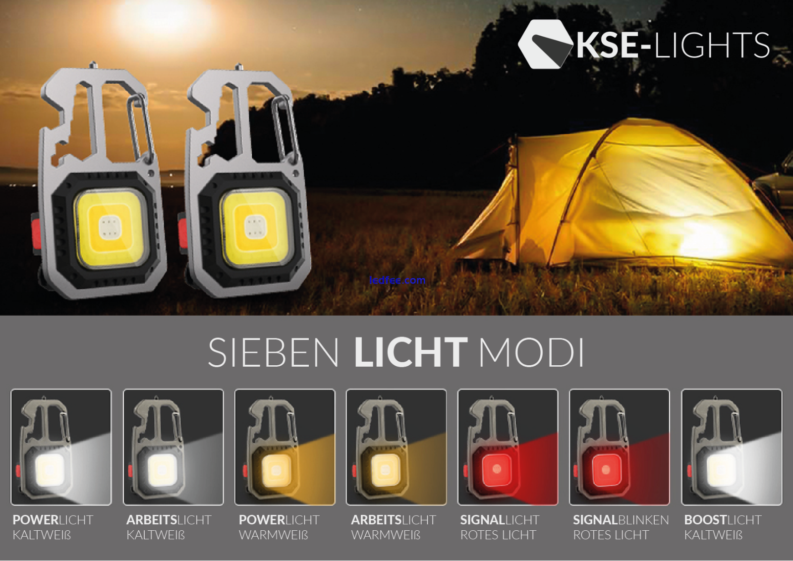 LED COMPANION COB-Schlüsselanhänger wiederaufladbare Taschenlampe KSE-LIGHTS 4 