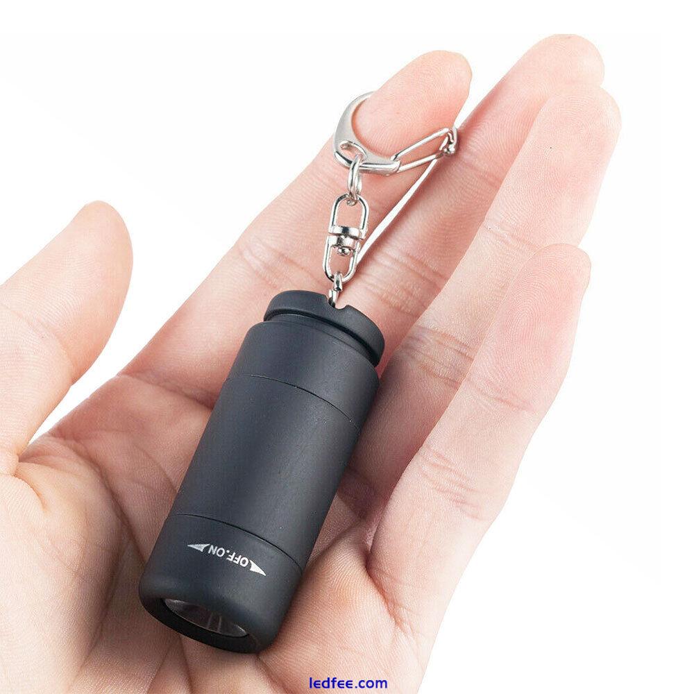 Mini LED Flashlight Lamp USB Rechargeable Waterproof Torch Pocket Keychain Light 3 
