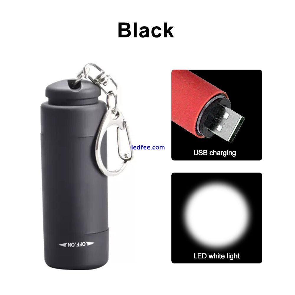 Mini LED Flashlight Lamp USB Rechargeable Waterproof Torch Pocket Keychain Light 0 